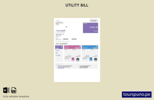 lista para imprimir plantilla de factura de servicios públicos Npower del Reino 